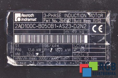 2AD100C-B050B1-AS23-D2N2 REXROTH INDRAMAT PŘEDNÍ DRŽÁK