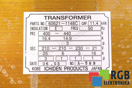 60621-1148C ICHIDEN 400-440V, 210-210-230-21V TRANSFORMÁTOR