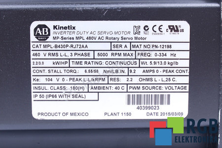 MPL-B430P-RJ72AA ALLEN BRADLEY