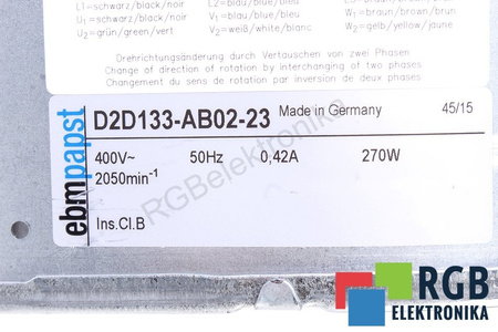 D2D133-AB02-23 EBM PAPST VENTILÁTOR
