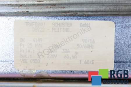 DK-4149 SCHUSTER 25KVA PRI 380V 38A SEC 220V 65.6A TRANSFORMÁTOR