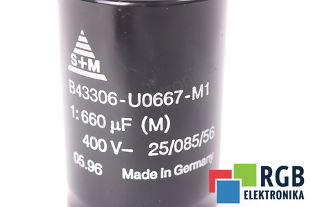 KONDENZÁTOR B43306-U0667-M1 S+M 25/085/56 660UF, 400VDC