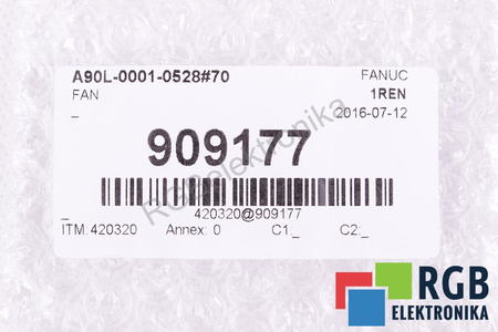 A90L-0001-0528#70 FANUC 1608VL-05W-B59 40X40X20MM, 24V VENTILÁTOR