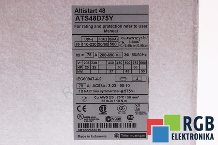 ATS48D75Y SCHNEIDER ELECTRIC V1.1 ALTISTART48