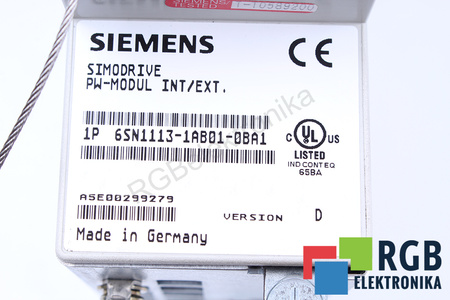 6SN1113-1AB01-0BA1 SIEMENS VERSION D SIMODRIVE 611 PW-MODUL INT/EXT