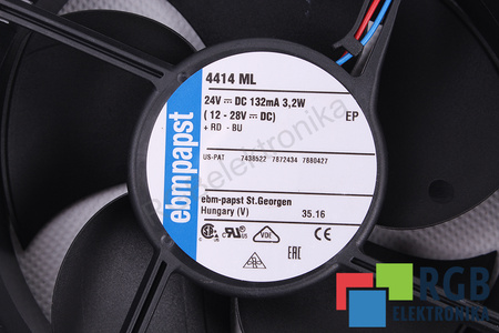4414ML EBM PAPST 119X119X38MM, 24V, 0.132A VENTILÁTOR