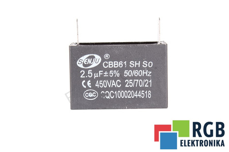 KONDENZÁTOR CBB61 SH SO SENJU 2.5UF, 450V