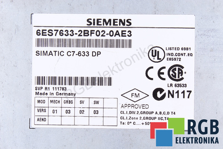 6ES7633-2BF02-0AE3 SIEMENS SIMATIC C7-633 DP