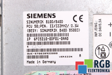 6FC5210-0DF01-0AA0 SIEMENS VERSION A SINUMERIK PCU 50