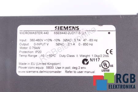 6SE6440-2UD17-5AA1 SIEMENS MICROMASTER 440