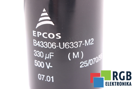 KONDENZÁTOR B43306-U6337-M2 EPCOS 25/070/56 330UF, 500VDC