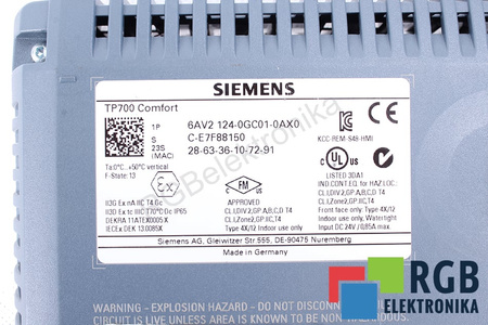 6AV2124-0GC01-0AX0 SIEMENS TP700 COMFORT