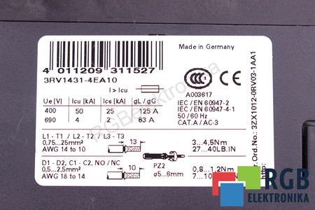 3RV1431-4EA10 SIEMENS SIRIUS ODPOJOVAČ