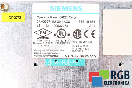 6AV3627-1LK00-1AX0 SIEMENS OP27 STN COLOR LC DISPLAY