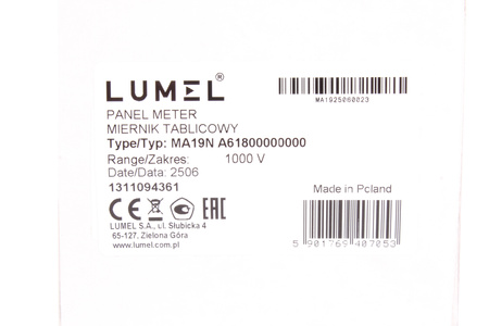 MA19N A61800000000 LUMEL 0-1KV 96X96MM PANELOVÝ MĚŘIČ
