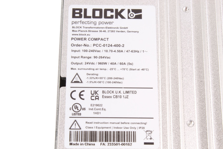 PCC-0124-400-2 BLOCK SPÍNANÝ NAPÁJECÍ ZDROJ