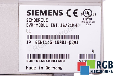 6SN1145-1BA01-0BA1 SIEMENS VERSION A SIMODRIVE E/R MODUL INT.