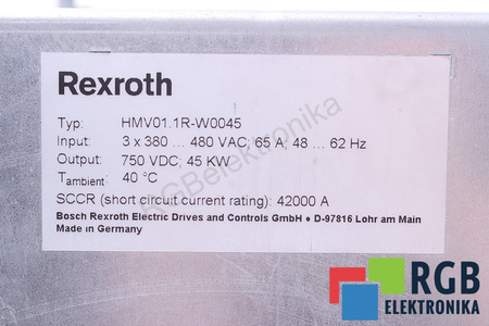 HMV01.1R-W0045-A-07-NNNN BOSCH REXROTH R911296725 INDRA DRIVE M