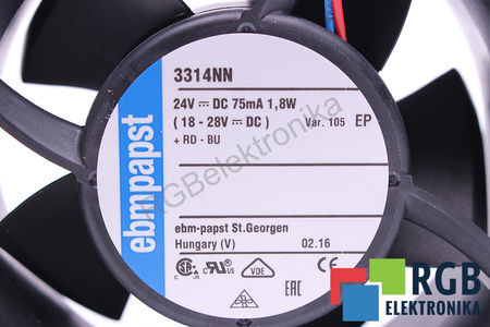 3314NN EBM PAPST 92X92X32MM, 24V, 0.075A VENTILÁTOR