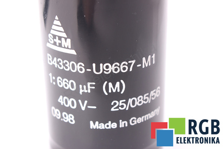KONDENZÁTOR B43306-U9667-M1 S+M 25/085/56 660UF, 400VDC