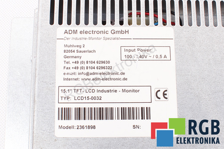 LCD15-0032 ADM ELECTRONIC 100-240V 0.5A 15.1 LCD MONITOR
