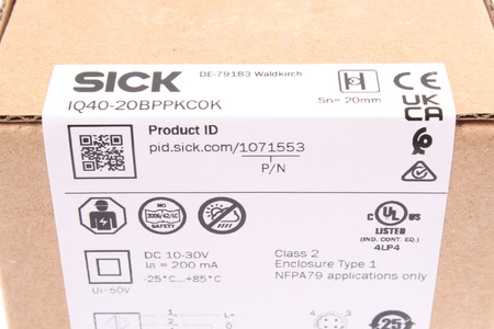 IQ40-20BPPKC0K SICK 1071553 INDUKČNÍ PROXIMITY SENZOR