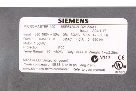 6SE6420-2UD21-5AA1 SIEMENS MICROMASTER 420