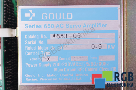 A653-05 GOULD SERIES 650 AC SERVO AMPLIFIER