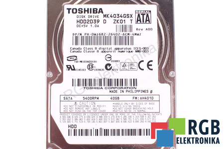 MK4034GSX TOSHIBA HDD2D39 40GB, SATA, 2.5", HDD