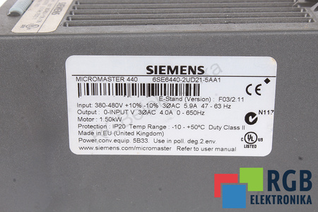6SE6440-2UD21-5AA1 SIEMENS MICROMASTER 440
