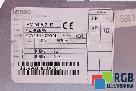 EVD4902-E LENZE ID.-NO. 00382649