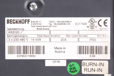 AX2020 BECKHOFF S62000-520