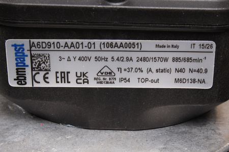 A6D910-AA01-01 EBM PAPST M6D138-NA01-05 2480KW, 400V, 5.4A VENTILÁTOR