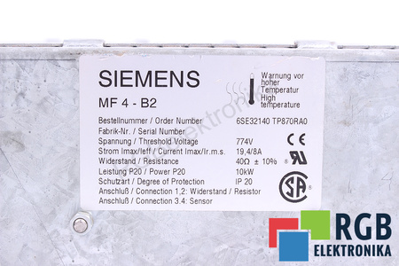 6SE32140 SIEMENS TP870RA0 MF4-B2 40 OHM 10KW BRZDÍCÍ REZISTOR