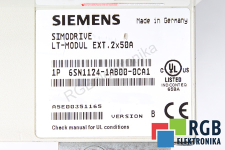 6SN1124-1AB00-0CA1 SIEMENS VERSION B SIMODRIVE 611 LT-MODUL EXT.2X50A