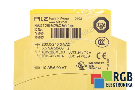 PNOZ 1 230-240VAC 3N/O 1N/C PILZ 775650 BEZPEČNOSTNÍ RELÉ