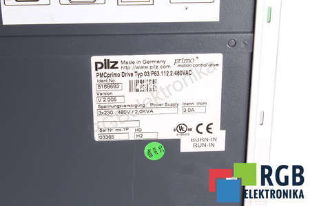 03/P63.112.2/480VAC PILZ 8168693 PMCPRIMO DRIVE