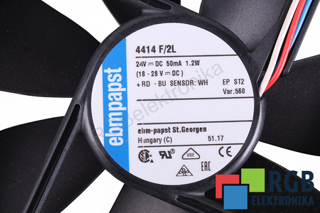 4414 F/2 L EBM PAPST 119X119X25MM, 24V, 0.21A VENTILÁTOR