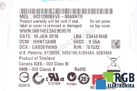 WD1200BEVE-00AHT0 WESTERN DIGITAL WD1200BEVE SCORPIO BLUE 120GB