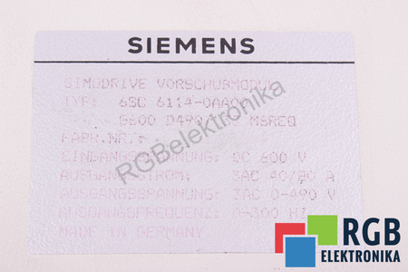 6SC6114-0AA00 SIEMENS D490/33 M6REQ SIMODRIVE 611