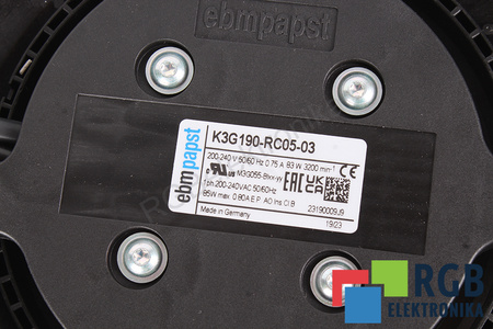 K3G190RC0503 EBM PAPST K3G190-RC05-03 83W 230V, 0.75A VENTILÁTOR