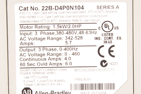 22B-D4P0N104 ALLEN BRADLEY POWERFLEX 40