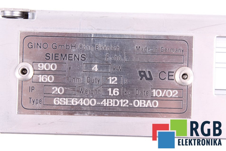 BRZDNÝ REZISTOR 6SE6400-4BD12-0BA0 SIEMENS MICROMASTER 4 160OHM, 4KW