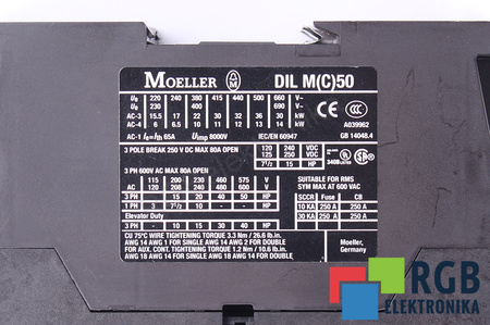 DILM50 MOELLER DILM(C)50 HLAVNÍ KONTAKTY