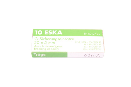 POMALÁ TAVNÁ POJISTKA 522.505 ESKA ZKT-0.063A 250V, 0.063A, 5X20MM, 10PCS