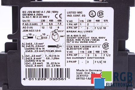 3RT1024-1A..0 SIEMENS SIRIUS 230V 690VAC 9A STYKAČ