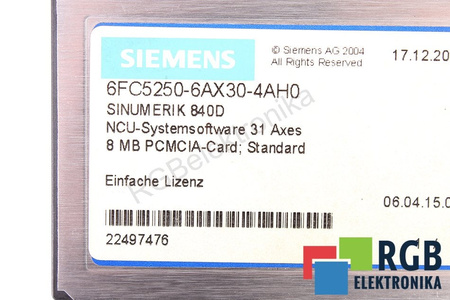 6FC5250-6AX30-4AH0 SIEMENS SINUMERIK 840D 8MB