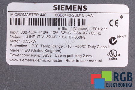 6SE6440-2UD15-5AA1 SIEMENS MICROMASTER 440