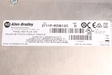 2711P-B12C4D9 ALLEN BRADLEY 2711P-RDB12C PANEL VIEW PLUS 1250