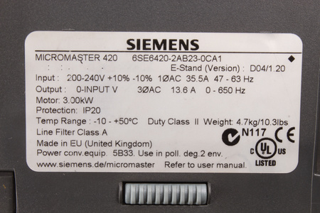 6SE6420-2AB23-0CA1 SIEMENS MICROMASTER 420